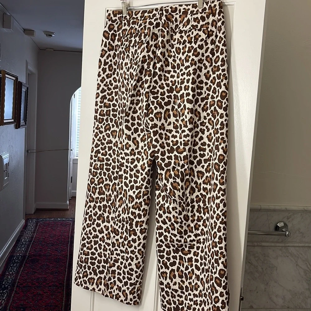 J.Crew Collection pleated wide-leg pant in leopard trench canvas BP297